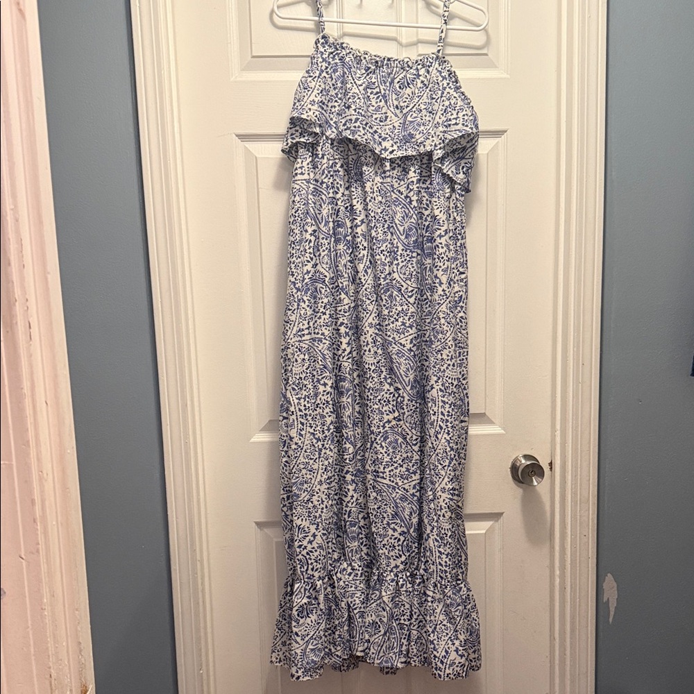 Motherhood Maternity Blue and White Paisley Maxi Dress
